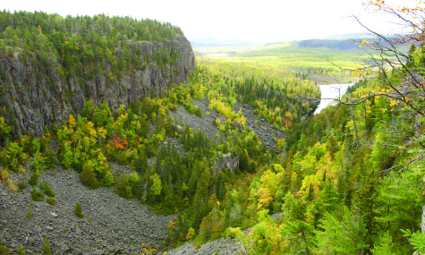 scenic lookout over a canyon with forest and steep incline on either side of canyone